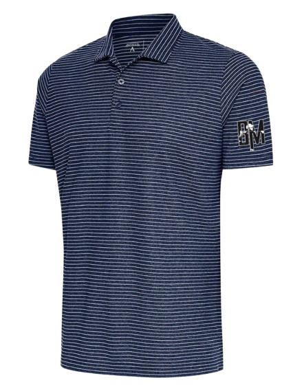 BM Blue Golf Shirt: Original Sleeve Logo